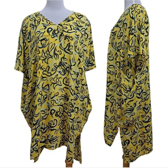 Diane Von Furstenberg x Onia Hanna Floral Kaftan Oversized XS/Small Yellow - Picture 4 of 14